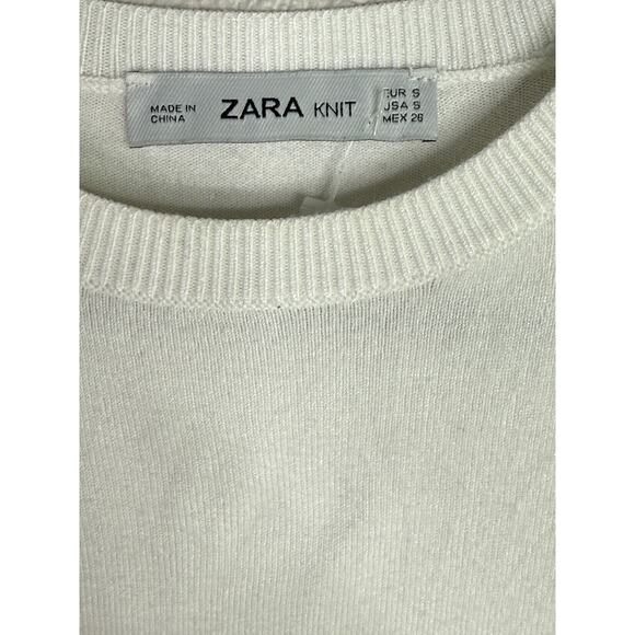 Zara Soft Sleeveless Crew Neck Ribbed Hem Stretch Tank Top Small White #3322 - Picture 8 of 15